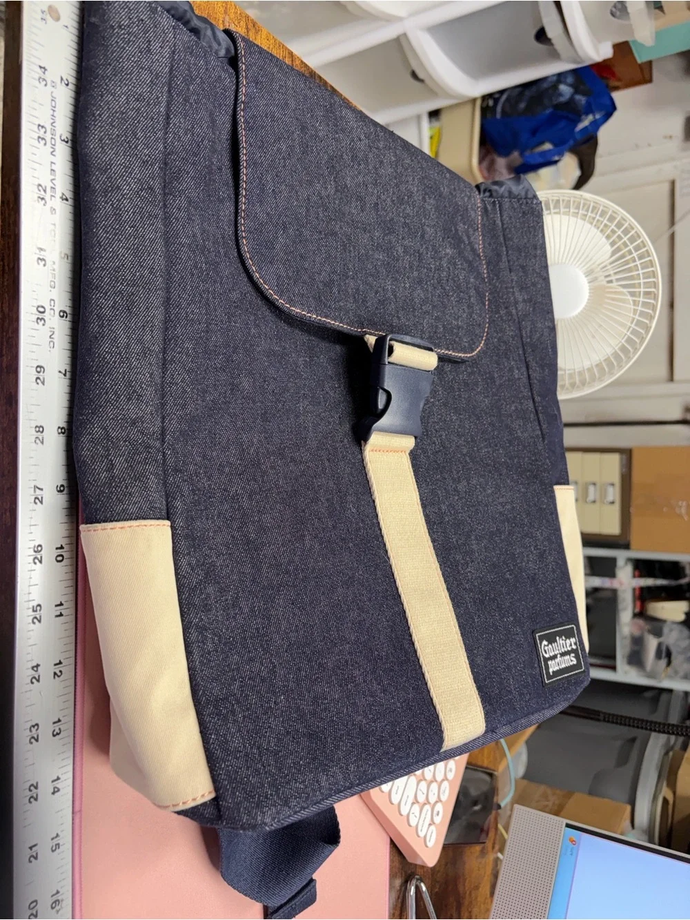 Jean Paul Gaultier Parfums denim backpack